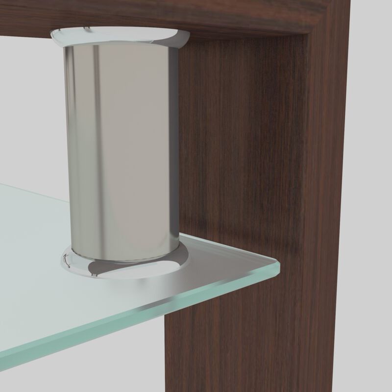 Rectangle Walnut Glass Coffee Table, Clear Coffee Table, Modern Side Center Tables