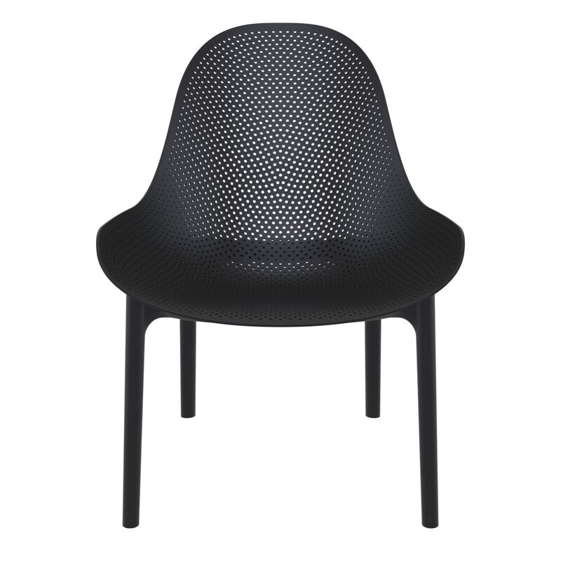 32.75" Black Solid Patio Lounge Chair