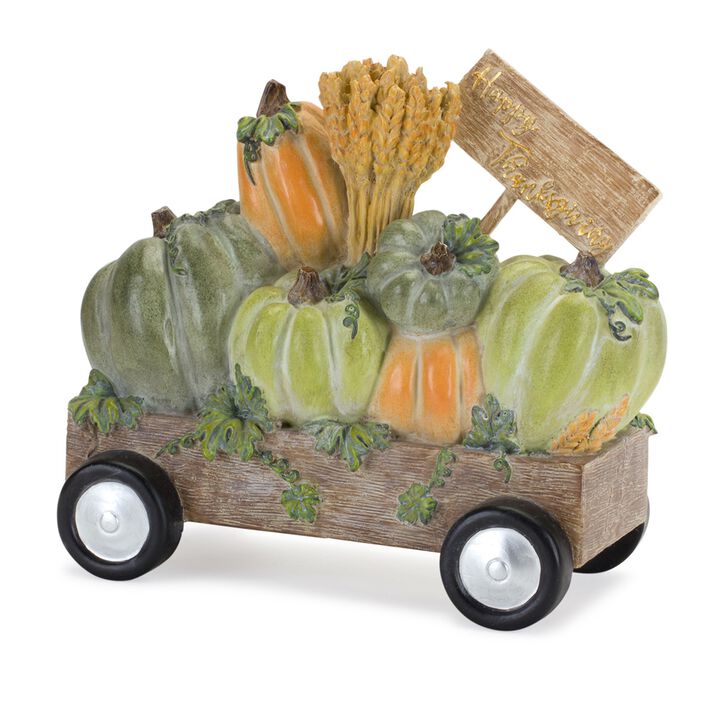 Happy Thanksgiving Wagon for Fall Décor, Thanksgiving Decorations, and Seasonal Home Accents