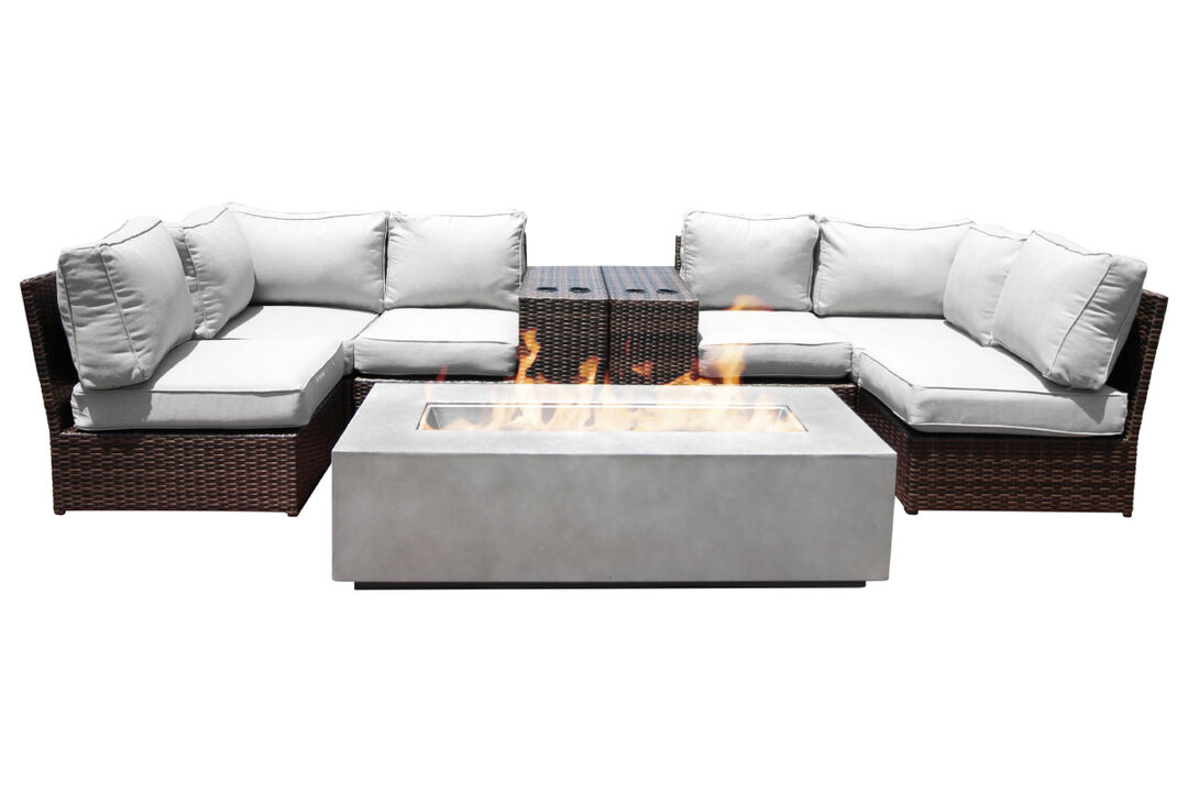 Living Source International 9-Piece Sectional Set with Cushions - Espresso