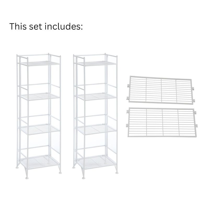 Convenience Concepts Xtra Storage 4 Tier Folding Metal Shelves with Set of 2 Extension Shelves