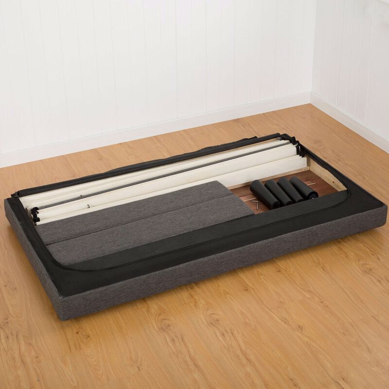 Hivvago Queen size Modern Classic Dark Grey Upholstered Platform Bed with Headboard