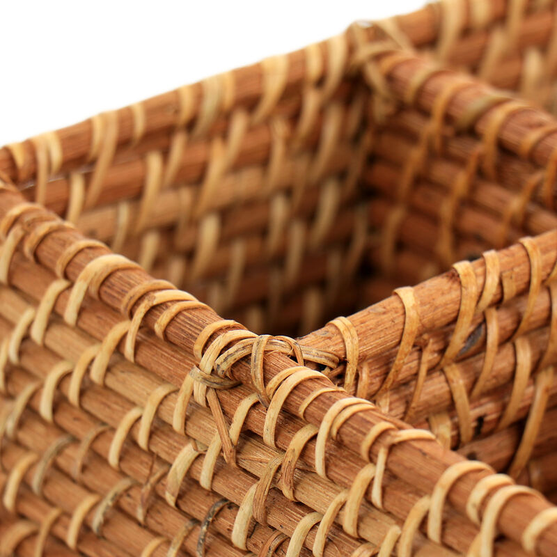 Martha Stewart 8 Inch Rattan Woven Four Section Flatware Caddy in Brown