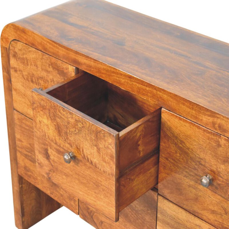 Artisan Furniture Solid Wood Darcy 3 over 3 Drawer Chest in Chestnut Finish
