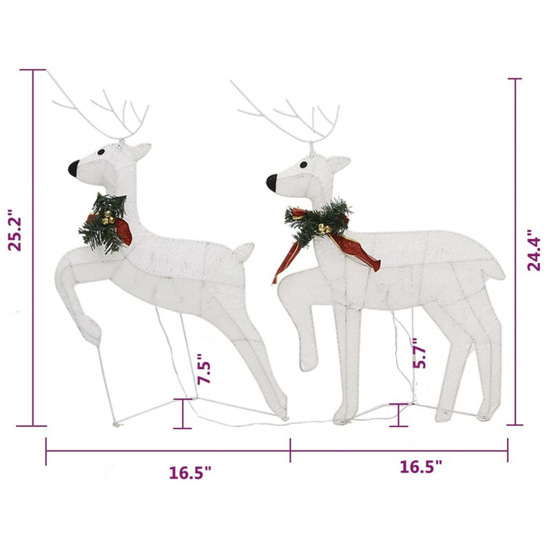 Garden 6pc Reindeer Christmas Decoration Set, 120 LEDs, Cool White - Benzara