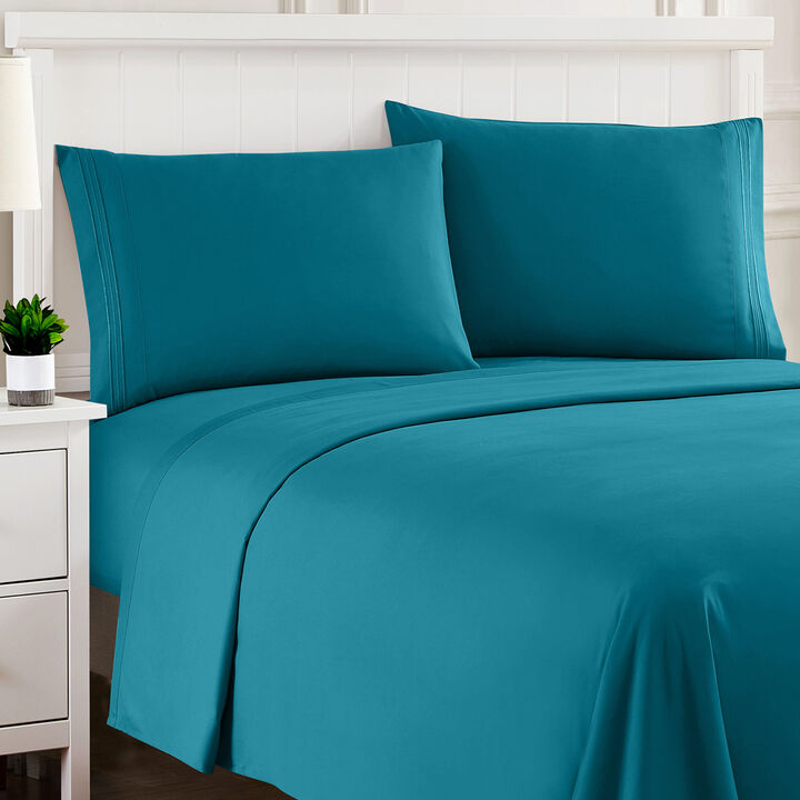 5 Piece Sheet Set, Ultra Soft 1800 Series Collection - Split King, Royal Blue