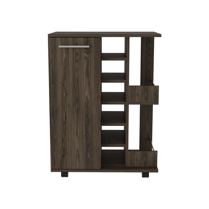 Bar Cart Wells, Living Room, Dark Walnut