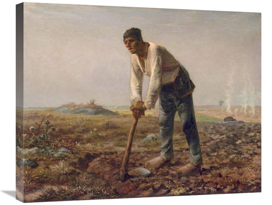 Man with a Hoe-Canvas Art-28x22