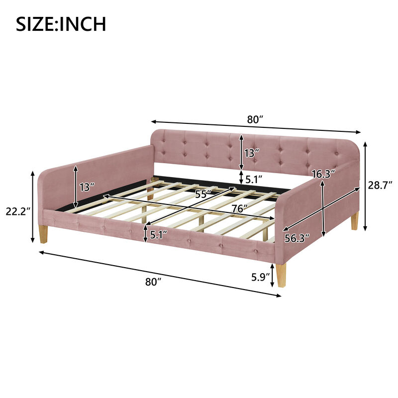Merax Modern Upholstered Daybed with 4 Support Legs