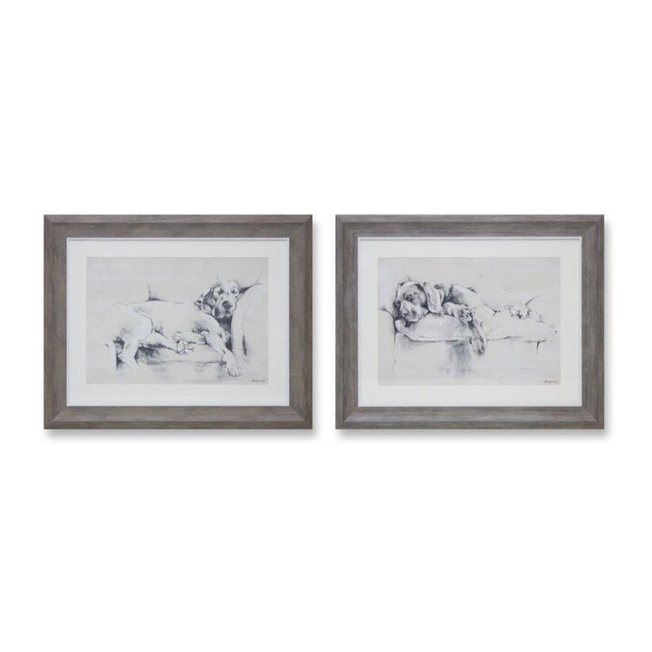 Framed Dog Print (Set of 2) – MDF Pet Art for Home, Office, and Animal Lover Wall Decor