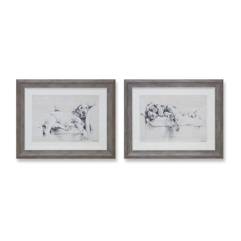 Framed Dog Print (Set of 2) – MDF Pet Art for Home, Office, and Animal Lover Wall Decor