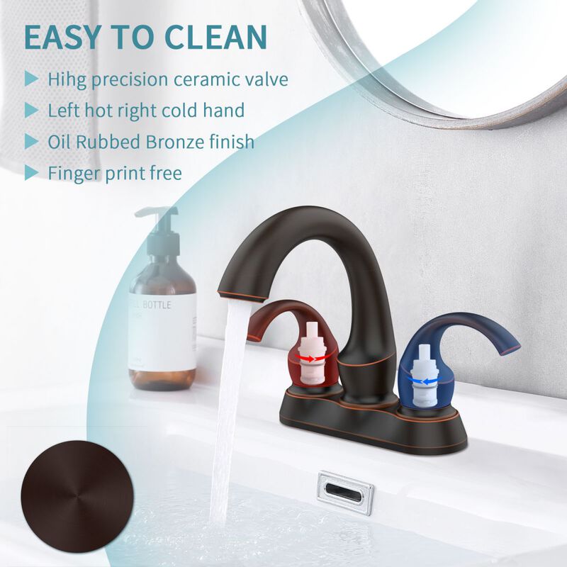 Elegant 2-Handle Centerset Bathroom Faucet with Swan Spout and Water Hoses