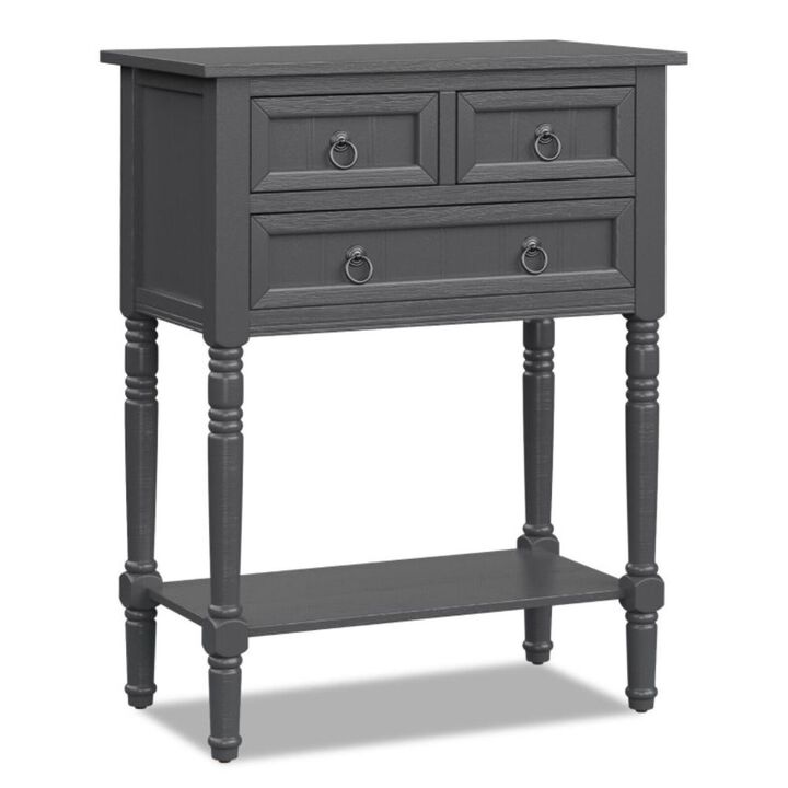 Hivvago Narrow Console Table with 3 Storage Drawers and Open Bottom Shelf
