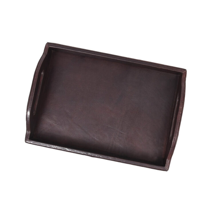 Ombra Leather Serving Tray - Brown