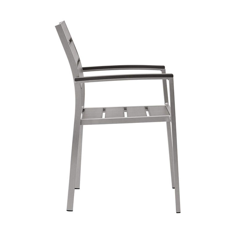 Modway EEI-3130-SLV-GRY Shore Outdoor Patio Aluminum Silver Gray, One Dining Wood Armchair