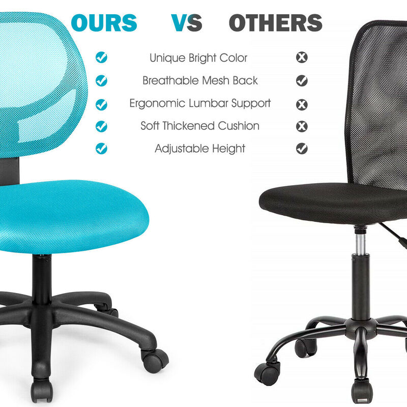 Low-back Computer Task Chair with Adjustable Height and Swivel Casters