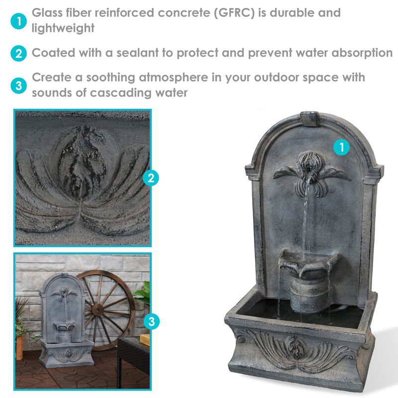 Sunnydaze French-Inspired Reinforced Concrete Outdoor Water Fountain