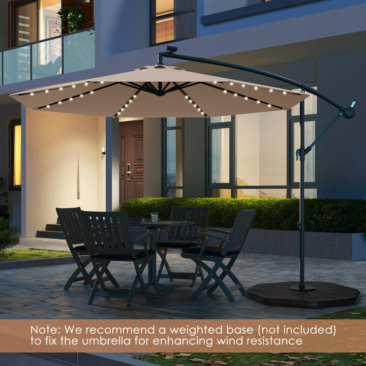 Solar Offset Hanging Umbrella with 40 Lamp Beads and Solar Panel
