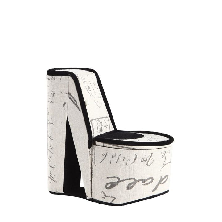 9" Tall Display Jewelry Box With Hidden Storage, High Heel Shoe Design, Stencil Letter Print