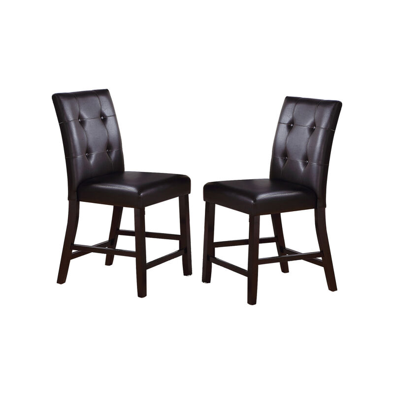 Leroux Upholstered Counter Height Chairs In Espresso Finish, Set Of 2