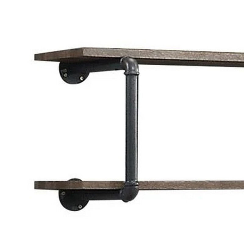 Antique Metal Framed Wall Rack, Brown and Gray - Benzara
