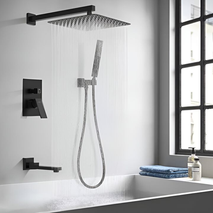 Bathtub Shower Faucet Set,  Rain Shower System with Waterfall Tub Spout