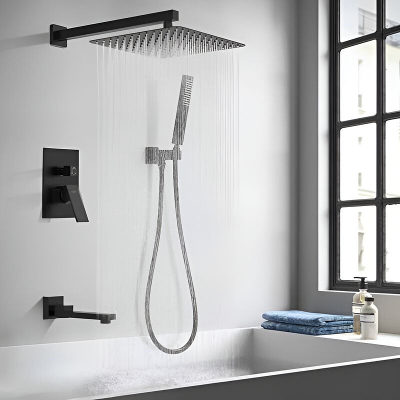 Bathtub Shower Faucet Set,  Rain Shower System with Waterfall Tub Spout