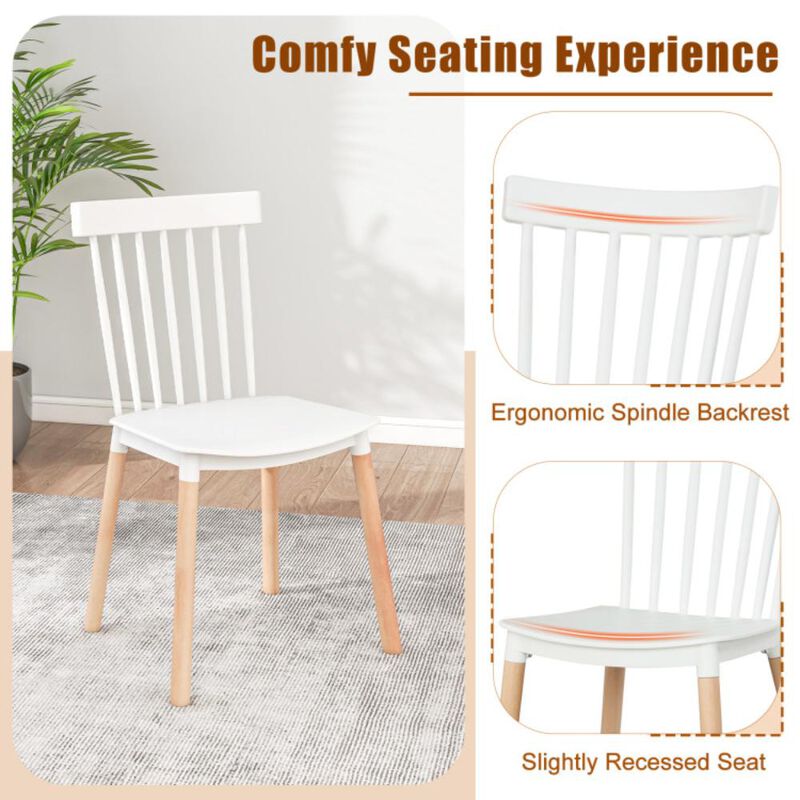 Hivvago Set of 4 Windsor Dining Chairs with Spindle Backs and Curved Seats