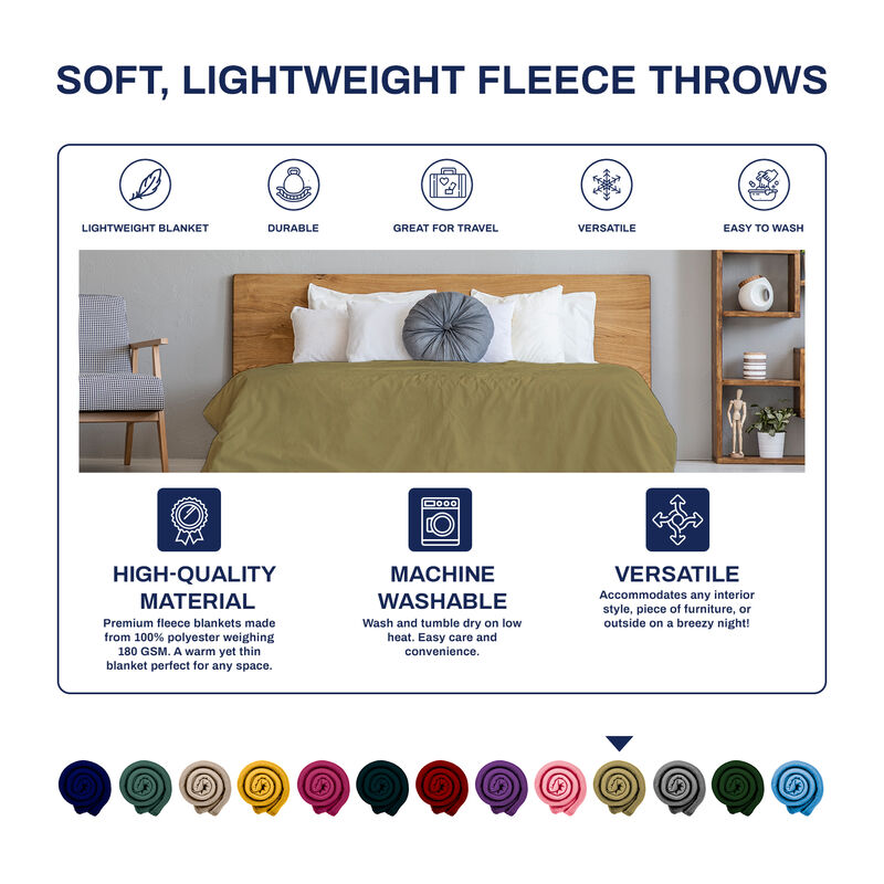 Versatile 50 x 60 Cozy Premium Fleece Throw Blanket - 12 Pack