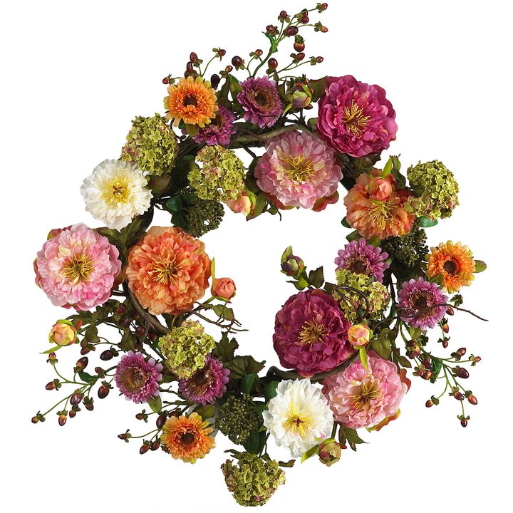 Hivvago 24" Mixed Peony Wreath