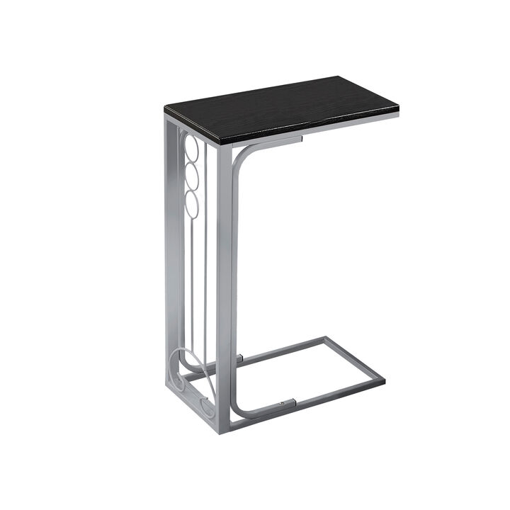 Monarch Specialties I 3137 Accent Table, C-shaped, End, Side, Snack, Living Room, Bedroom, Metal, Laminate, Black, Grey, Transitional
