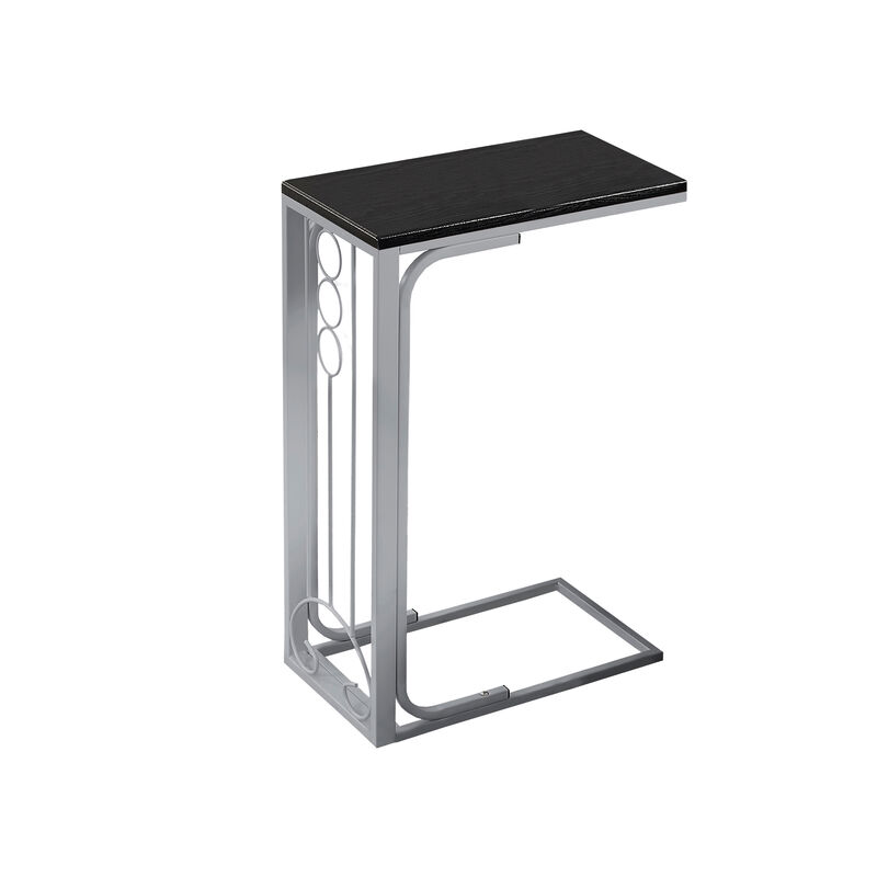 Monarch Specialties I 3137 Accent Table, C-shaped, End, Side, Snack, Living Room, Bedroom, Metal, Laminate, Black, Grey, Transitional