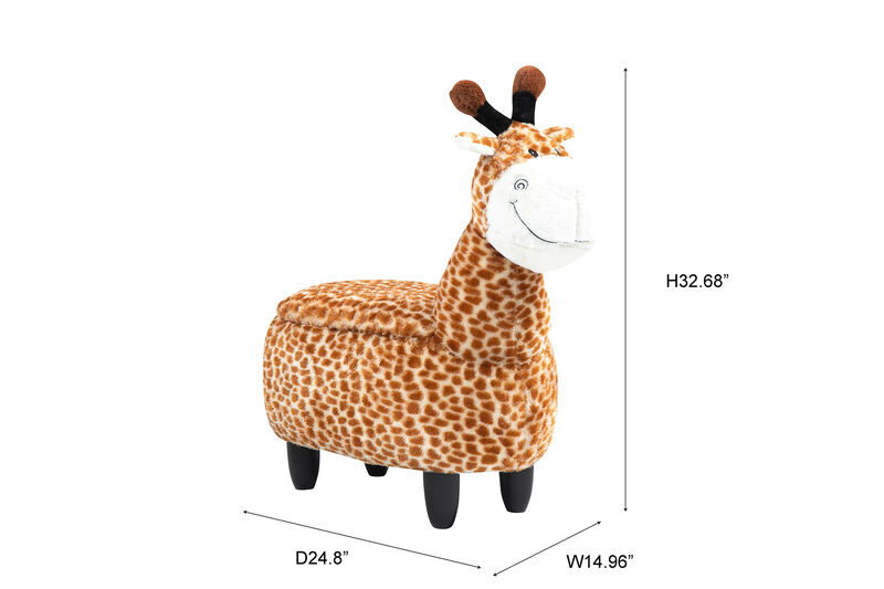 Brown Giraffe Animal Storage Ottoman