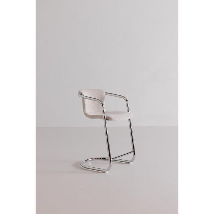 Moe’s Freeman Chrome Frame Counter Stool Blended Cream-Set Of Two
