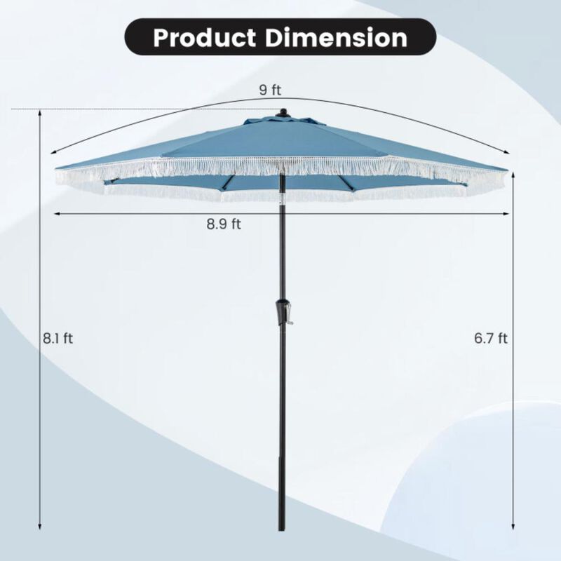 Hivvago 9 FT Patio Umbrella with Sun-Protective Canopy for Patio Garden Pool