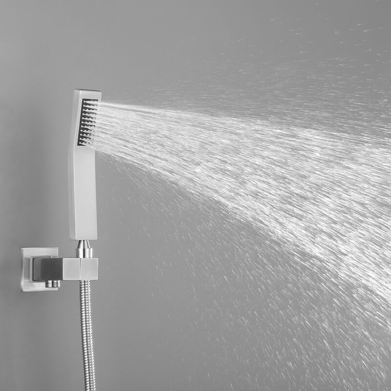 10 Inch Shower Head Bathroom Luxury Rain Mixer Shower Complete Combo Set Wall Mounted, Brushed Nickel