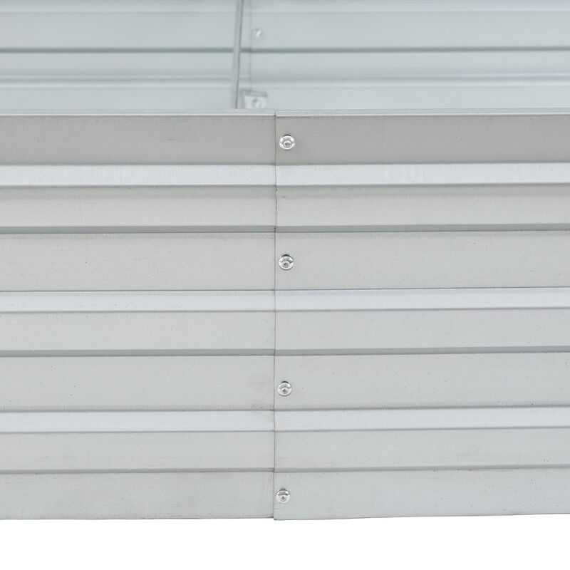 LuxenHome 72in Galvanized Rectangular Raised Garden Bed