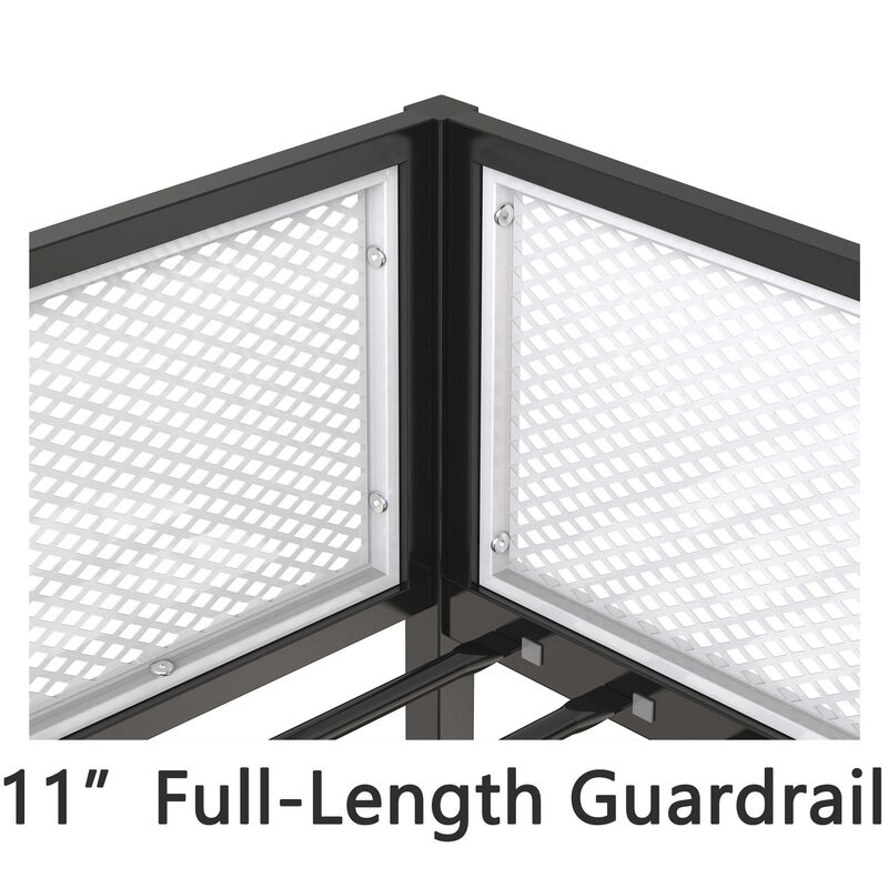 Twin Over Full Bunk Metal Bed Frame with Mesh Guard Rail, Removable Ladder, Noise-Reducing EVA Pad for Kids Bedrooms, Black