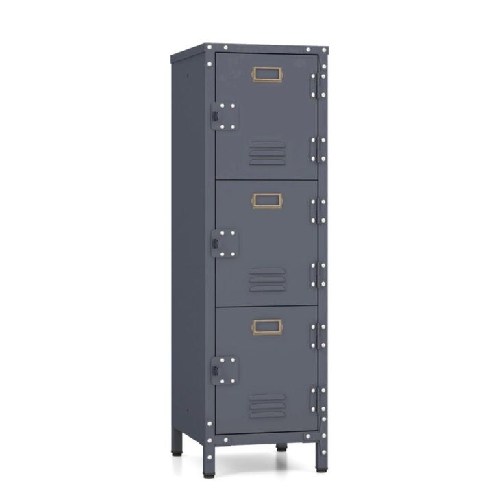 Hivvago Metal Storage Locker with 3 Lockable Doors and Adjustable Feet
