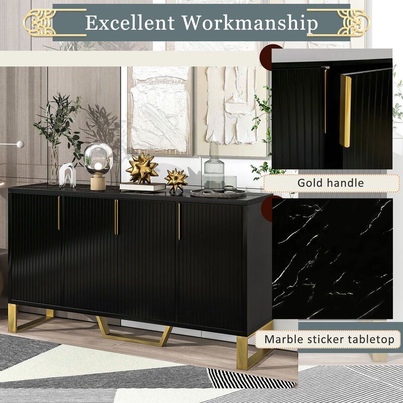 Merax Modern Metal Handles Sideboard Kitchen Cabinet