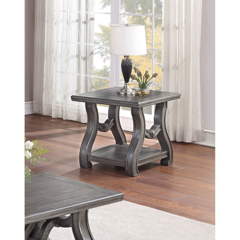 End Table With Open Shelf In Silver