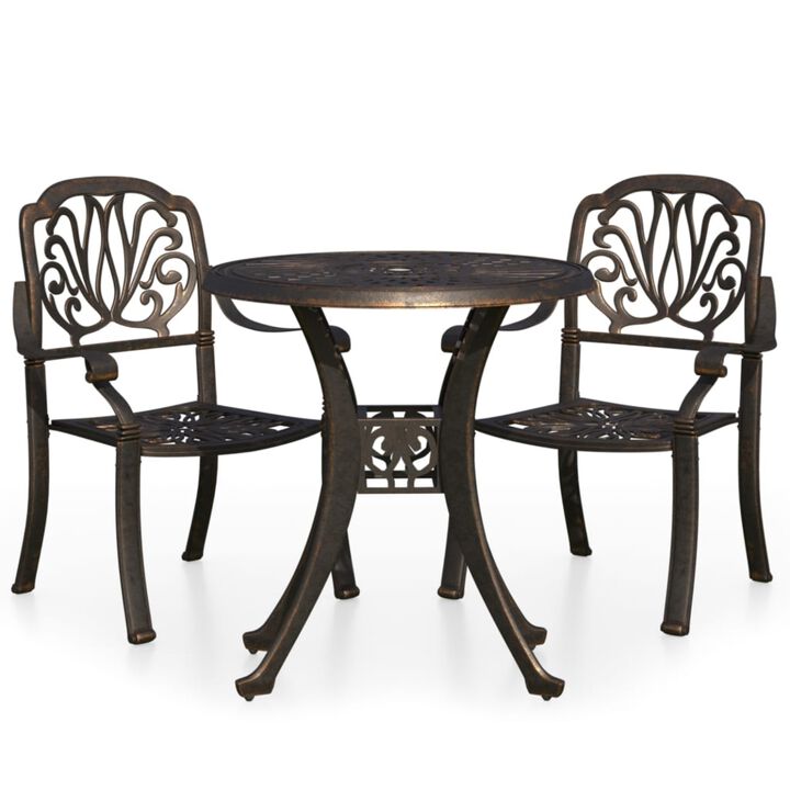 vidaXL 3 Piece Bistro Set Cast Aluminum Bronze