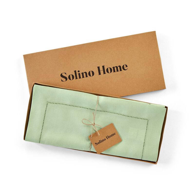 Solino Home 100% Pure Linen Table Runner | Classic Hemstitch for Thanksgiving, Christmas