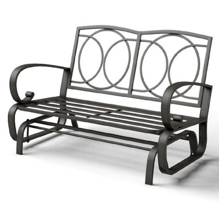 Outdoor Patio Cushioned Rocking Bench Loveseat