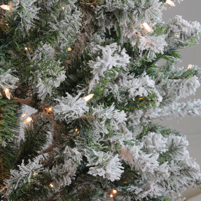 7' Pre-Lit Flocked Balsam Pine Artificial Christmas Tree - Clear Lights