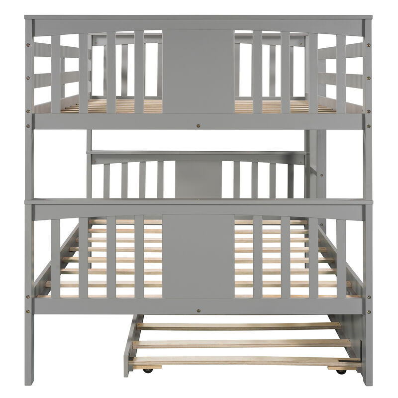 Merax Full over Full Bunk Bed with Twin Size Trundle and Ladder