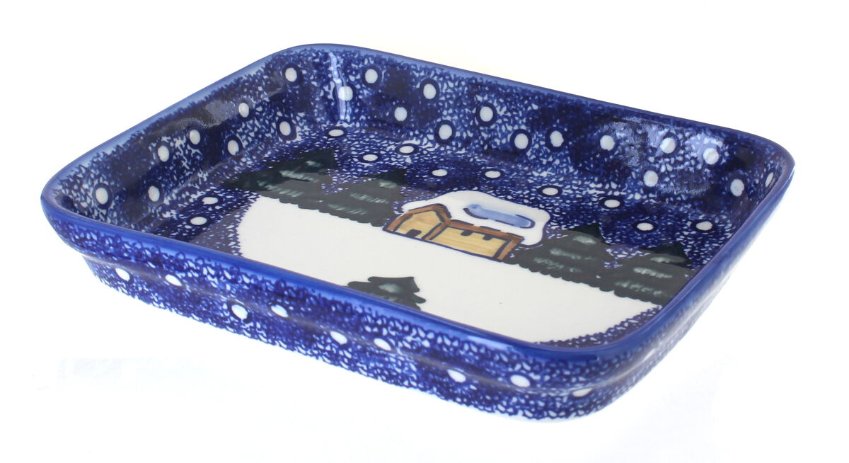 Blue Rose Polish Pottery Medium Rectangular Baker