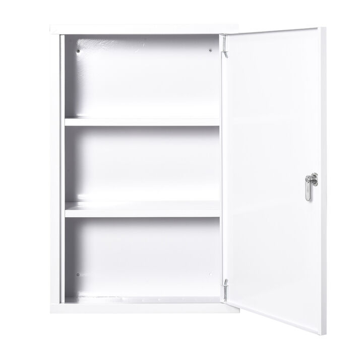 Wall-Mounted Medicine Storage 3 Tier Lockable First Aid Unit Bathroom Organizer