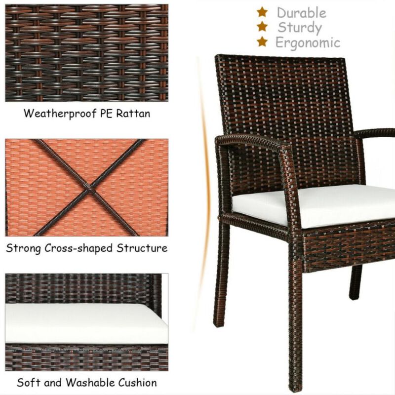 Hivvago 7 Pieces Patio Rattan Cushioned Dining Set with Umbrella Hole