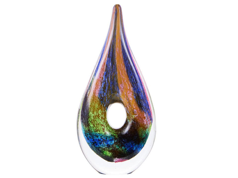 Hand Blown Abstract Hollow Tear Drop Sommerso Art Glass Sculpture